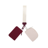Beige Stylish Mini Wristlet Wallet - Nylon, Multi-Compartment Design