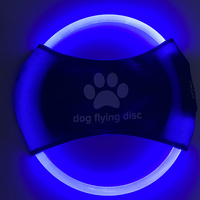 Blue LED Light Up Dog Frisbee - Rechargeable &amp; Durable Pet Toy