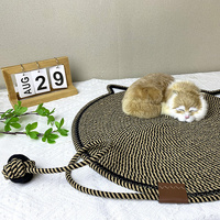 3 Pcs Black And Brown Durable Cat Scratching Mat with Attached Toy Ball - Washable and Multi-Functional, Ideal for Cats&#39; Scratching and Sleeping - 50c