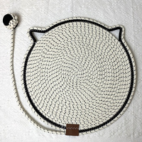 3 Pcs White Durable Cat Scratching Mat with Attached Toy Ball - Washable and Multi-Functional, Ideal for Cats&#39; Scratching and Sleeping - 50cm Diameter