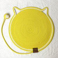 3 Pcs Yellow Durable Cat Scratching Mat with Attached Toy Ball - Washable and Multi-Functional, Ideal for Cats&#39; Scratching and Sleeping - 50cm Diamete