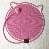 3 Pcs Pink Durable Cat Scratching Mat with Attached Toy Ball - Washable and Multi-Functional, Ideal for Cats&#39; Scratching and Sleeping - 50cm Diameter