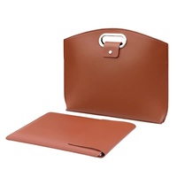 Brown Elegant PU Leather Laptop Handbag &amp; Sleeve – Protective and Stylish Laptop Case with Adjustable Strap for 15.6-inch Laptops