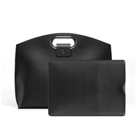Black Elegant PU Leather Laptop Handbag &amp; Sleeve - Protective and Stylish Laptop Case with Adjustable Strap for 15.6-inch Laptops