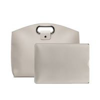 Off White Elegant PU Leather Laptop Handbag &amp; Sleeve - Protective and Stylish Laptop Case with Adjustable Strap for 15.6-inch Laptops