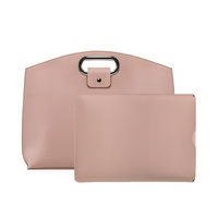 Pink Elegant PU Leather Laptop Handbag &amp; Sleeve - Protective and Stylish Laptop Case with Adjustable Strap for 15.6-inch Laptops