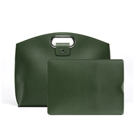 Green Elegant PU Leather Laptop Handbag &amp; Sleeve - Protective and Stylish Laptop Case with Adjustable Strap for 15.6-inch Laptops