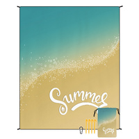 Style STD-001-50 Blue And Brown Quick Dry Beach Mat Sand Proof Waterproof Outdoor Picnic Blanket - Compact &amp; Lightweight