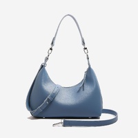 Blue Women's Trendy PU Leather Shoulder Bag - Fashionable Underarm Hobo Bag with Adjustable Strap