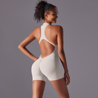 Size M White Gray High-Impact Seamless Bodysuit - Nude Feel Yoga &amp; Fitness Romper