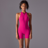 Size M Rose Red High-Impact Seamless Bodysuit - Nude Feel Yoga &amp; Fitness Romper