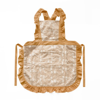 Yellow Ruffled Kitchen Apron with Floral Lace - Comfortable Baking &amp; Crafting Apron