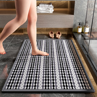 Black Safe &amp; Dry Bathroom Mat - Non-Slip Absorbent Bath Rug 40x60cm