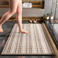 Brown Safe &amp; Dry Bathroom Mat - Non-Slip Absorbent Bath Rug 40x60cm