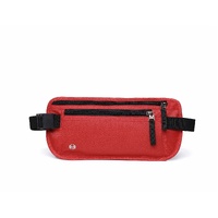 Red Nylon Travel Waist Pack - Waterproof, RFID Blocking, Lightweight