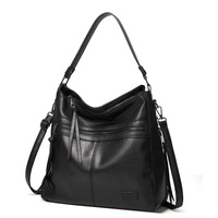 Black Spacious &amp; Stylish  PU Leather Tote Bag -  Versatile Shoulder/Crossbody