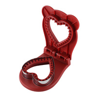 3 Pcs Red Heart Sandwich Maker Sealer - DIY Toast Pocket Bread Cutter &amp; Sealer Mold (PP + 304 Stainless Steel)
