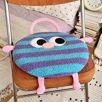 Blue And Purple Stripes Cute Cartoon Round Memory Foam Seat Cushion - Detachable &amp; Washable
