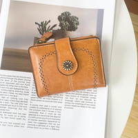 Yellow Vintage PU Leather Women's Short Wallet - Elegant Zipper Coin Pocket Multi-Function Card Holder