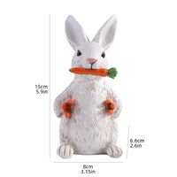 White Easter Rabbit with Carrot Resin Decoration - Adorable 15cm Festive Gift for Kids&#39; Rooms