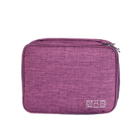 Purple Durable Three-Layer Earphone &amp; Digital Organizer - Waterproof Cosmetic &amp; Cable Storage Pouch(Photography props not included, only the bag)