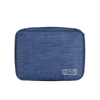 Dark Blue Durable Three-Layer Earphone &amp; Digital Organizer - Waterproof Cosmetic &amp; Cable Storage Pouch(Photography props not included, only the bag)