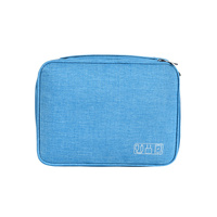 Light Blue Durable Three-Layer Earphone &amp; Digital Organizer - Waterproof Cosmetic &amp; Cable Storage Pouch(Photography props not included, only the bag)