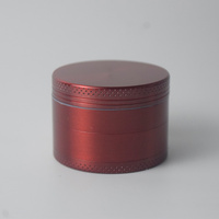 Red Premium 4-Layer Zinc Alloy Herb Grinder - Magnetic Lid &amp; Fine Grinding, 63mm, 162g
