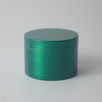 Green Premium 4-Layer Zinc Alloy Herb Grinder - Magnetic Lid &amp; Fine Grinding, 63mm, 162g