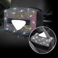 Colored Diamond Bling Rhinestone Car Tissue Box Holder - Applies to Visor &amp; Seat Back
