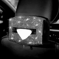 White Diamond Bling Rhinestone Car Tissue Box Holder - Applies to Visor &amp; Seat Back