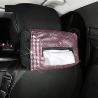 Pink Diamond Bling Rhinestone Car Tissue Box Holder - Applies to Visor &amp; Seat Back