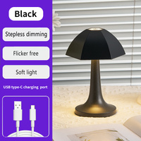 Black Nordic Umbrella Mushroom Table Lamp - Dimmable Ambient Light