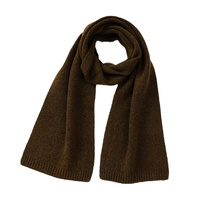 Brown Soft Wool-Blend Solid Color Knit Scarf for Women - Cozy Faux Cashmere Shawl