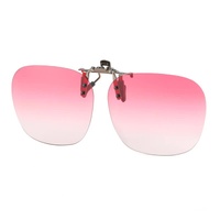 2 Pcs Gradient Pink Polarized Clip-On Sunglasses - Day &amp; Night Use, Frameless Polygon Design for Fishing &amp; Driving
