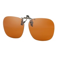 2 Pcs Brown Polarized Clip-On Sunglasses - Day &amp; Night Use, Frameless Polygon Design for Fishing &amp; Driving