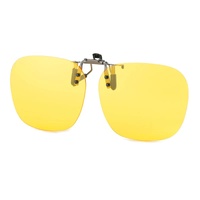 2 Pcs Night Vision Yellow Polarized Clip-On Sunglasses - Day &amp; Night Use, Frameless Polygon Design for Fishing &amp; Driving