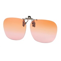 2 Pcs Brown-Pink Gradient Polarized Clip-On Sunglasses - Day &amp; Night Use, Frameless Polygon Design for Fishing &amp; Driving