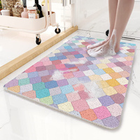 Colorful Scale Pattern  PVC Non-Slip Bath Mat 45x75cm - Shower Drain Hole Design, Soft &amp; Quick-Dry Bathroom Rug