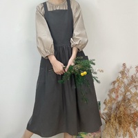 Grey Cotton Waterproof Artisan Apron - 100x85cm, Stylish Cross-Back Design, Ideal for Kitchen &amp; Floral Work