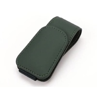 2 Pcs Green PU Leather Car Visor Sunglasses Holder - Multi-Functional Clip for Glasses, Cards &amp; Tickets, 9.5x4.5cm