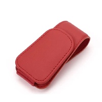 2 Pcs Red PU Leather Car Visor Sunglasses Holder - Multi-Functional Clip for Glasses, Cards &amp; Tickets, 9.5x4.5cm