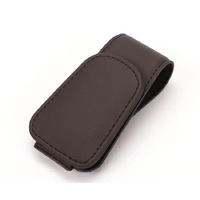 2 Pcs Brown PU Leather Car Visor Sunglasses Holder - Multi-Functional Clip for Glasses, Cards &amp; Tickets, 9.5x4.5cm