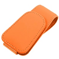 2 Pcs Orange PU Leather Car Visor Sunglasses Holder - Multi-Functional Clip for Glasses, Cards &amp; Tickets, 9.5x4.5cm