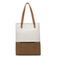 Beige And Brown Canvas Tote Bag for Women - Multi-Use Shoulder Handbag &amp; Backpack, Large Capacity, 30x10x40cm
