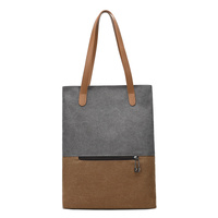 Gery And Brown Canvas Tote Bag for Women - Multi-Use Shoulder Handbag &amp; Backpack, Large Capacity, 30x10x40cm