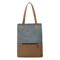 Dark Cyan And Brown Canvas Tote Bag for Women - Multi-Use Shoulder Handbag &amp; Backpack, Large Capacity, 30x10x40cm