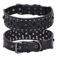 Size S Black 1 pack Stylish PU Leather Dog Collar with Spikes - Adjustable, Durable &amp; Comfortable for Medium to Large Breeds