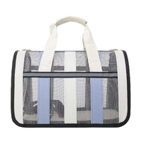 Size M Blue And White Foldable Pet Carrier Bag - Lightweight, Breathable, and Spacious for All Seasons