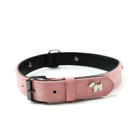 2 PCS Pink Soft Leather Dog Collar - Adjustable &amp; Durable for Medium/Large Dogs XS-（42*1.5cm）